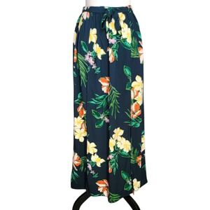 Patrons‎ of Peace Green Floral Maxi Skirt Womens Sz S Tropical Double Slit Long